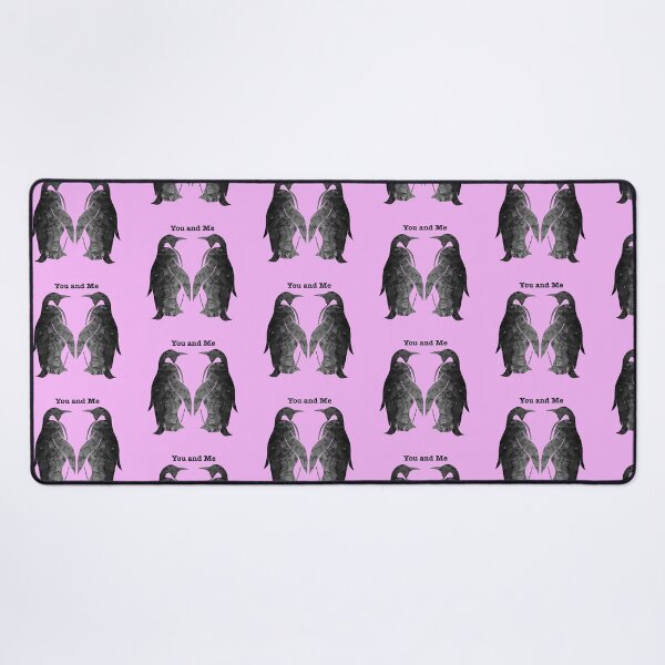 Two penguins (pink) Desk Mat