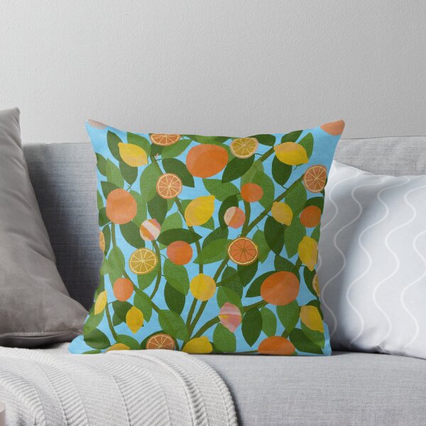 Item preview, Joyful Citrus Tree Pattern - Pale Blue Background designed and sold by KizzyW.