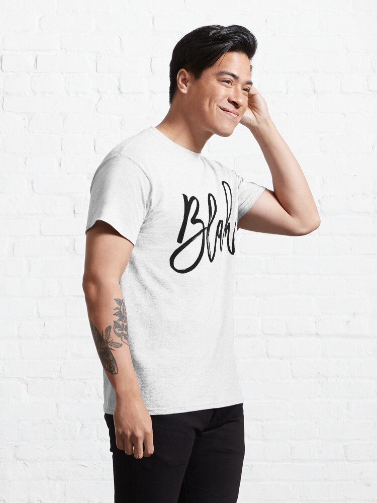 Alternate view of Blah hand brush lettering in black Classic T-Shirt