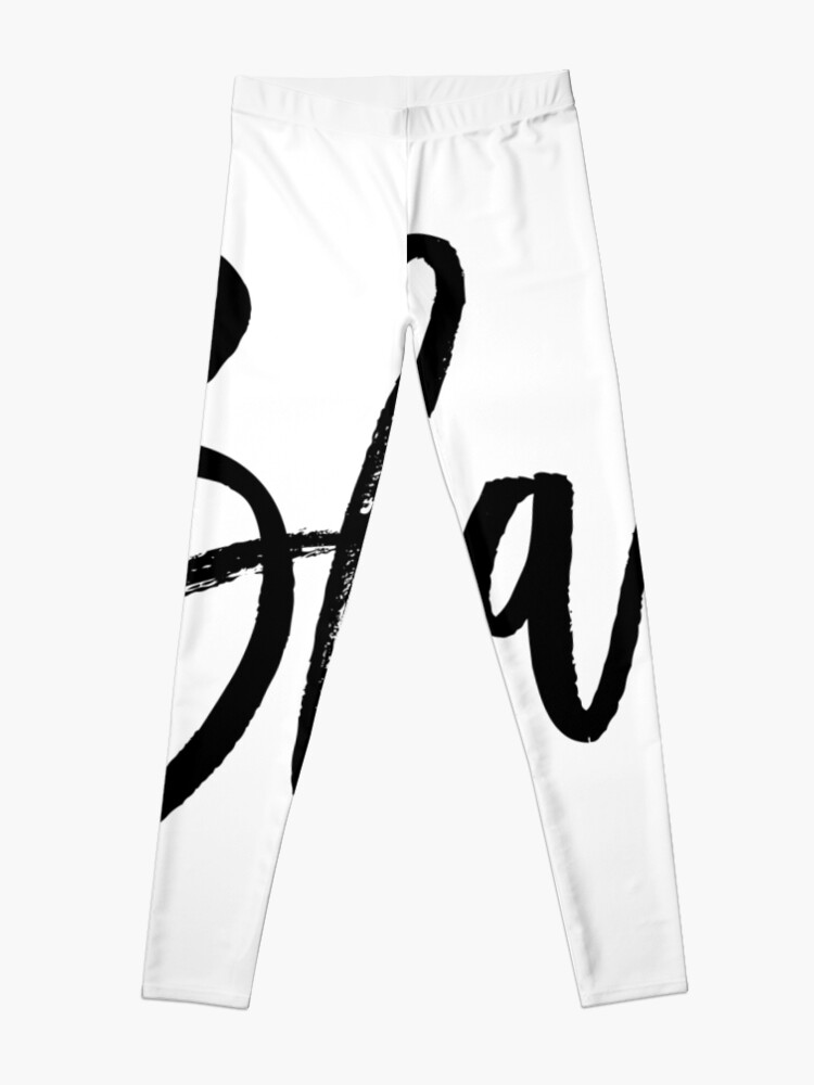 Alternate view of Blah hand brush lettering in black Leggings