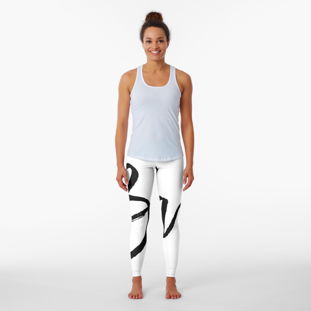 Blah hand brush lettering in black Leggings