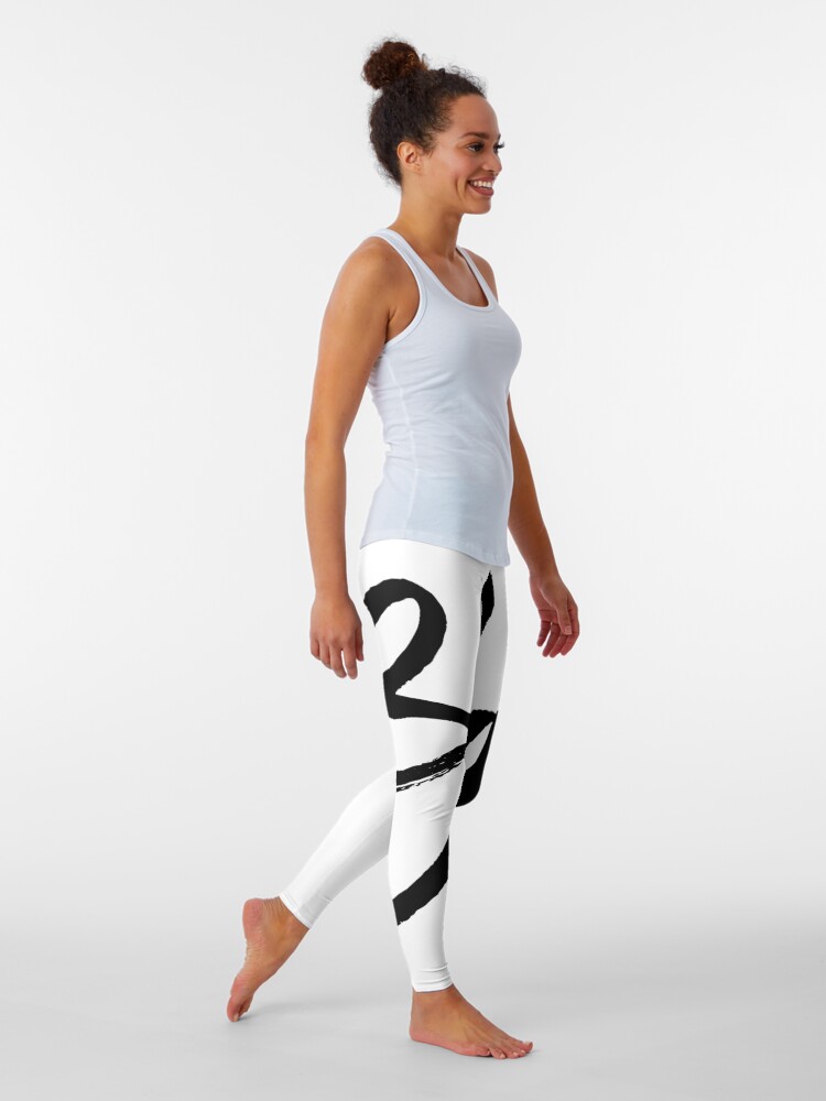Alternate view of Blah hand brush lettering in black Leggings
