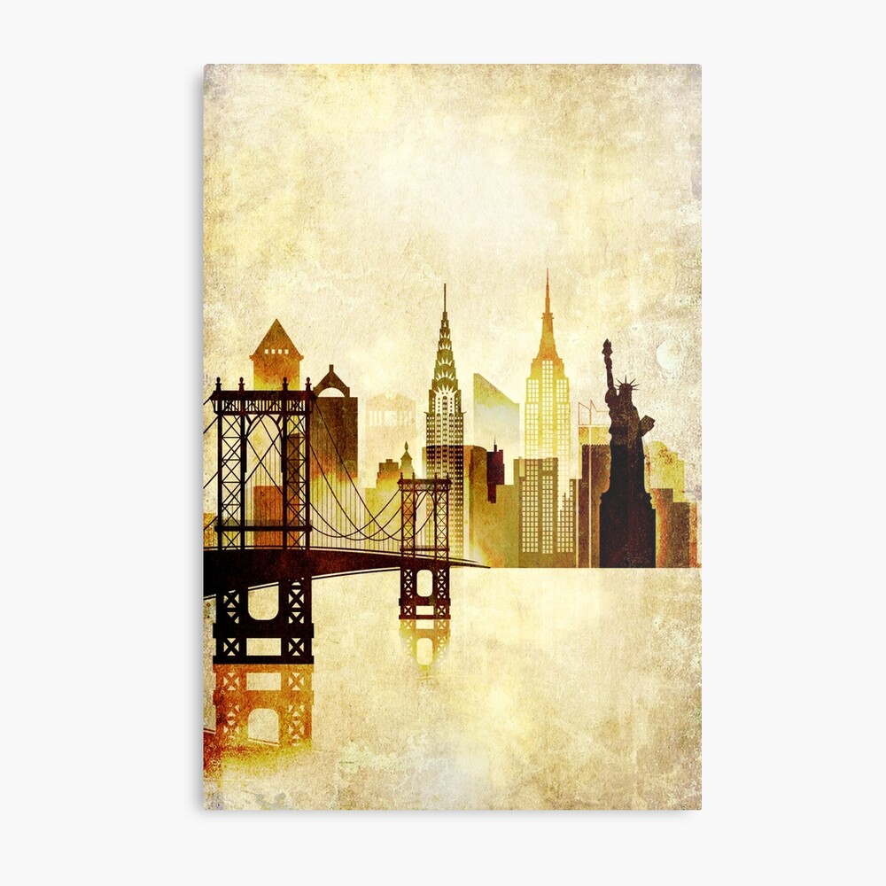 New York Skyline Wall Art Vintage Style New York Skyline Home Decor New York Accessories Canvas Print By Dimdom Redbubble