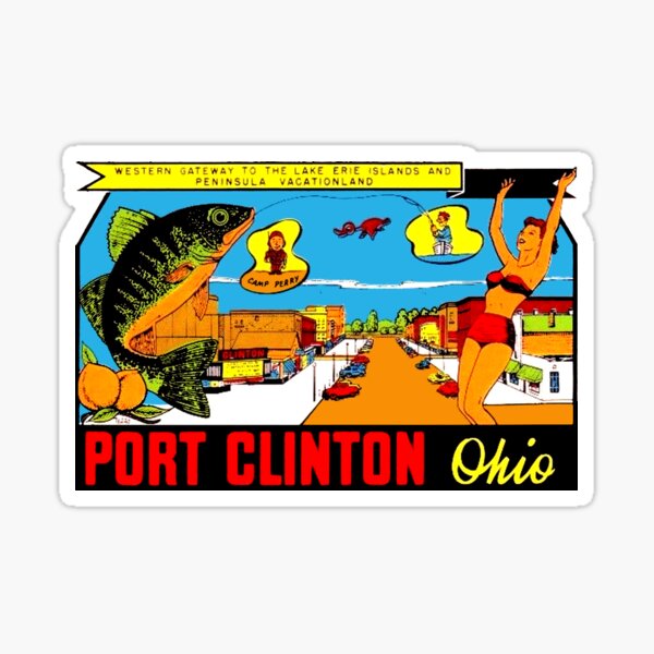 Port Clinton Ohio Walleye Vintage Travel Decal Sticker