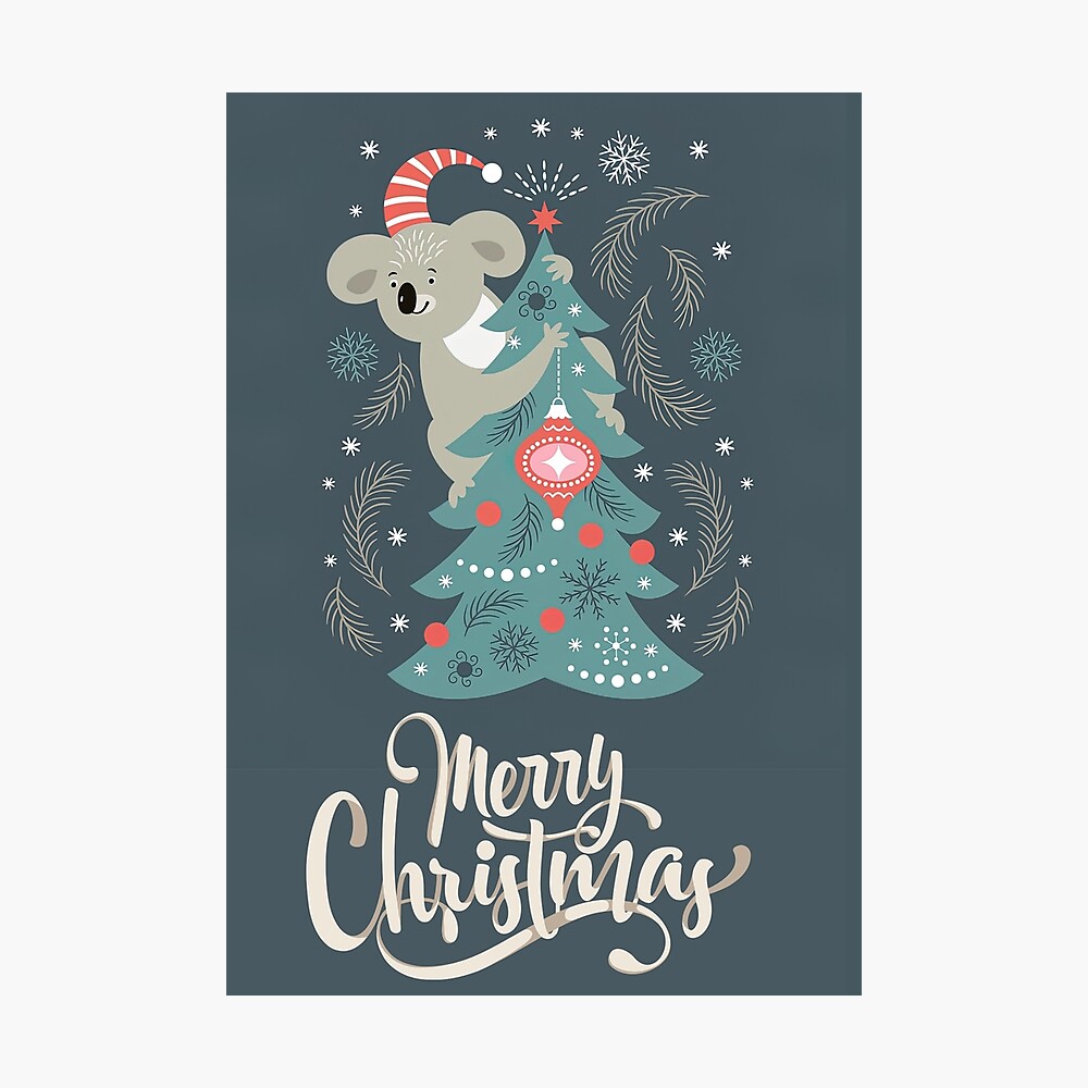 Carte de voeux papier 350g avec Illustration Originale Koala et Coeur pour  Noël Nouvel An