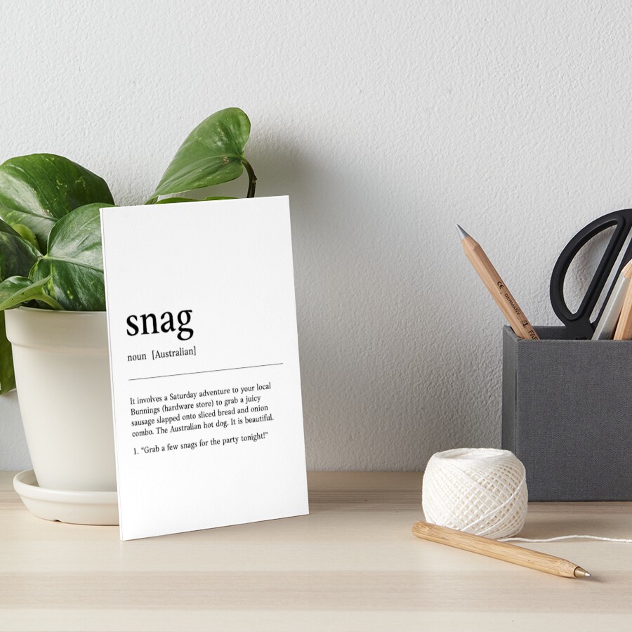 "Snag Funny Australian slang, phrase and humor definition" Art Board