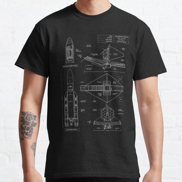 James Webb Space Telescope (White Stencil-No Background. Vertical) Classic T-Shirt