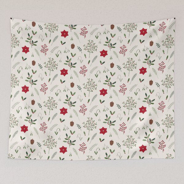 Item preview, Classic Traditional Winter Christmas Plants Pattern designed and sold by Lizzie Scott.