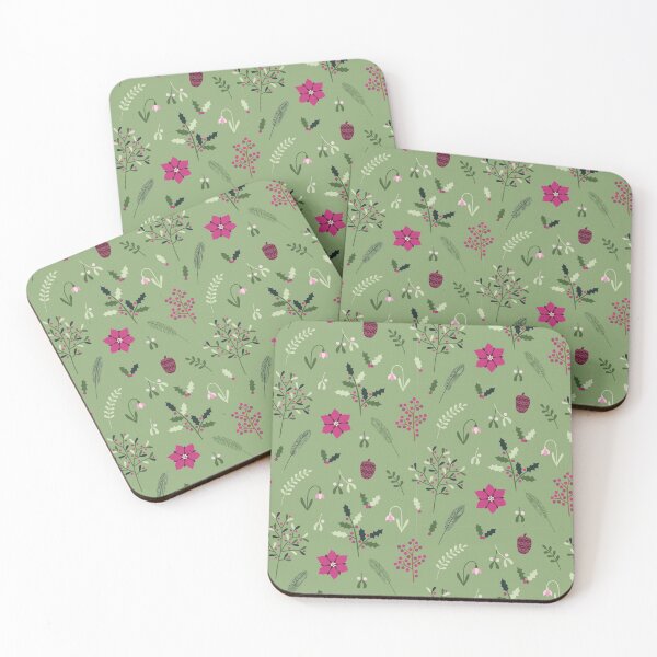 Item preview, Green and Bright Traditional Winter Christmas Plants Pattern designed and sold by Lizzie Scott.