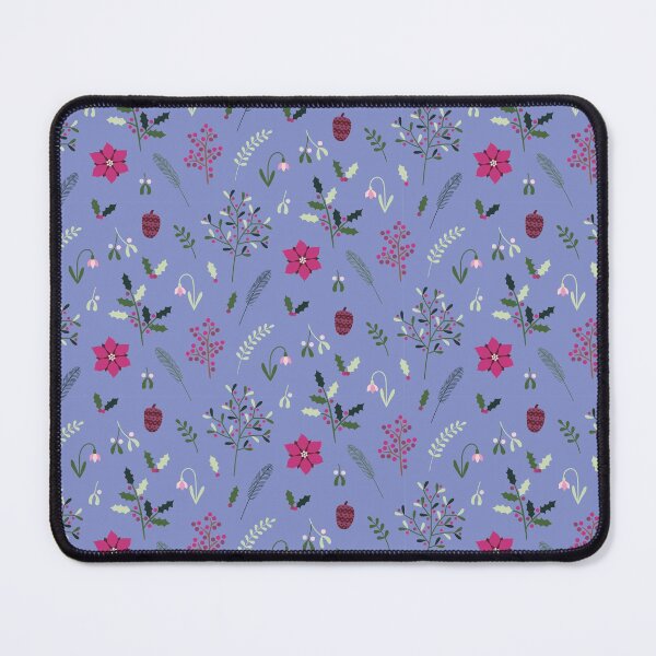 Item preview, Periwinkle and Bright Traditional Winter Christmas Plants Pattern designed and sold by Lizzie Scott.