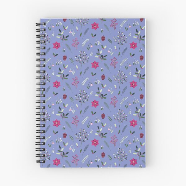 Item preview, Periwinkle and Bright Traditional Winter Christmas Plants Pattern designed and sold by Lizzie Scott.
