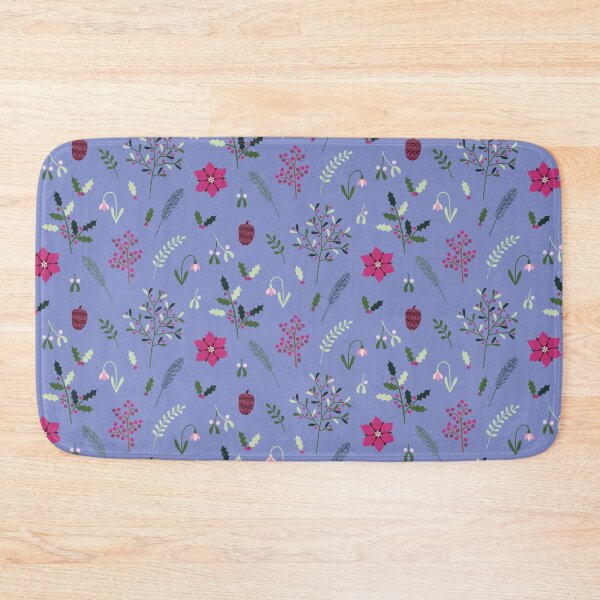 Item preview, Periwinkle and Bright Traditional Winter Christmas Plants Pattern designed and sold by Lizzie Scott.