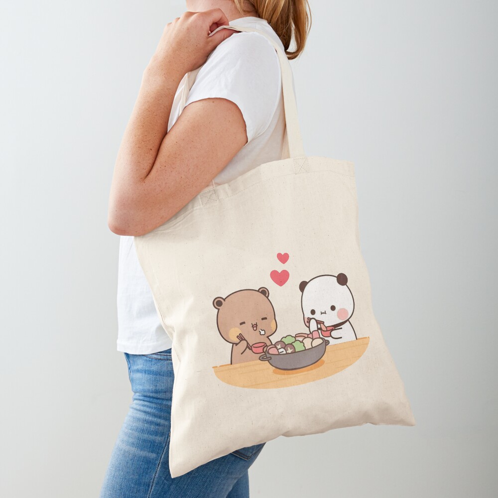 Panda And Brownie Bear Couple  Tote Bag