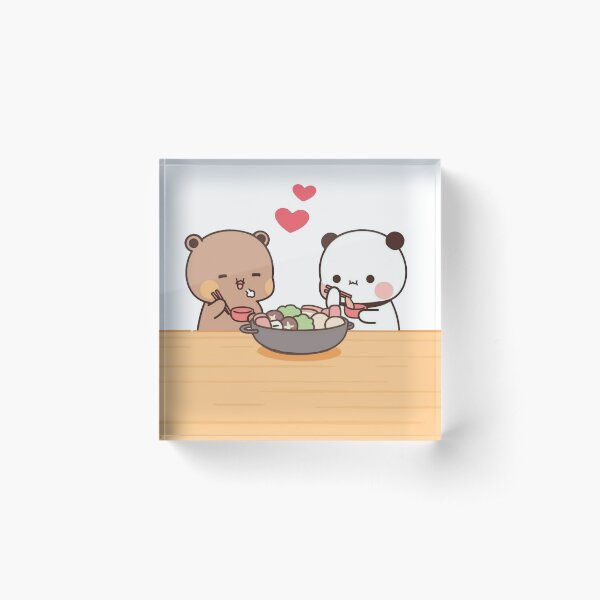 Panda And Brownie Bear Couple Acrylic Block