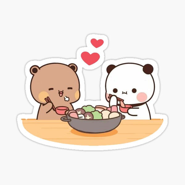 Panda And Brownie Bear Couple Sticker For Sale By Mocha Cat Redbubble 