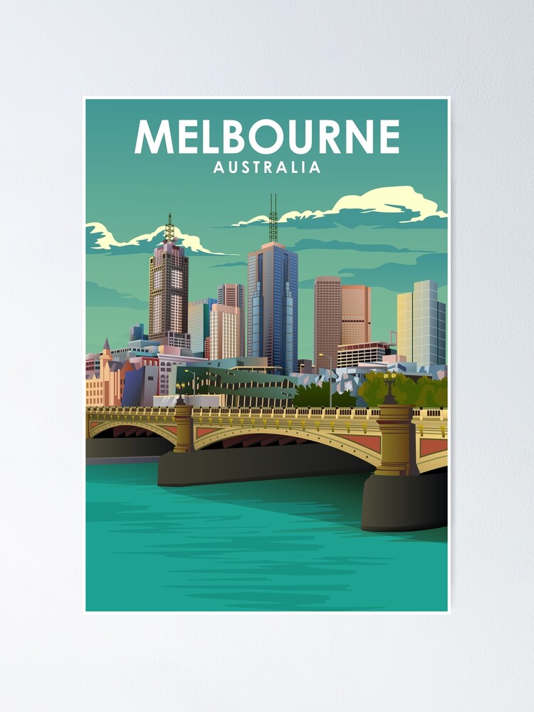"Melbourne Vintage Minimal Australia Travel Poster" Poster for Sale by