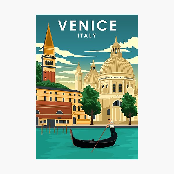 Venice Italy Vintage Minimal Travel Poster Photographic Print