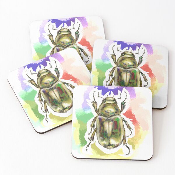 Item preview, Golden Sacred Scarab Beetle | Watercolor Background designed and sold by techno-mantis.