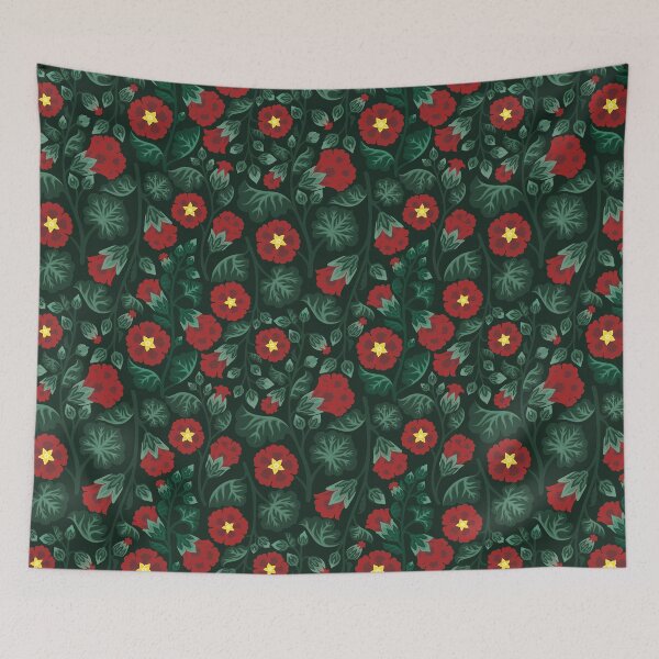 Item preview, Red Hollyhocks Flowers designed and sold by Fabrr.design.