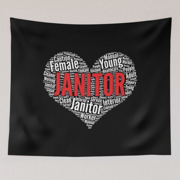 Item preview, Janitor Heart Shape Word Cloud Design design designed and sold by theodoros20.