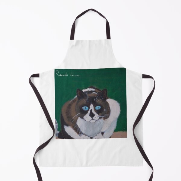 Item preview, Blue eyed black and white cat in green background designed and sold by Rebekah Gavra.
