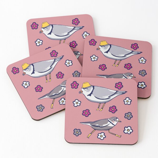 Item preview, Plover Birds - Cute Pink and Grey Cartoon Birds Pattern designed and sold by TheRainbowRoom.