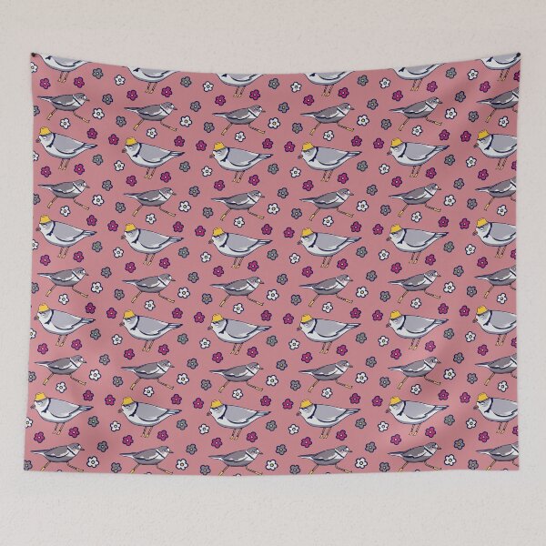 Item preview, Plover Birds - Cute Pink and Grey Cartoon Birds Pattern designed and sold by TheRainbowRoom.