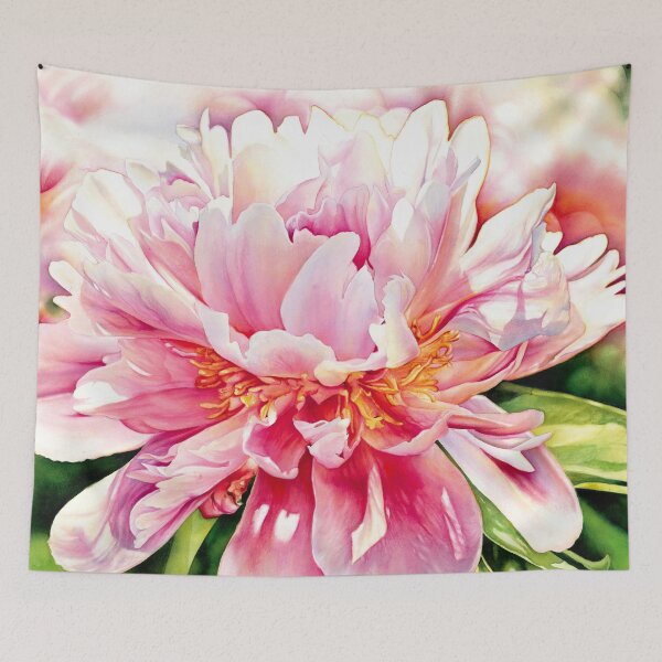 Item preview, Sunrise Blossom Peony watercolor painting designed and sold by Debbie Friis-Pettitt.