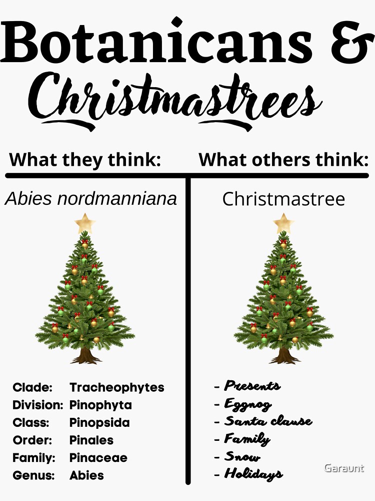 Botanists See Christmas Trees - Nerd Christmas Biology Sticker by Garaunt