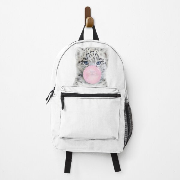 Item preview, Baby Snow Leopard Blowing Bubble Gum Pink by Zouzounio Art designed and sold by zouzounioart.