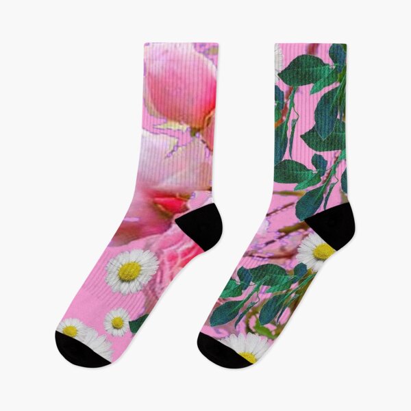 Item preview, ABSTRACT PINK ROSES WHITE DAISY FLOWERS PINK ART  designed and sold by sharlesart.