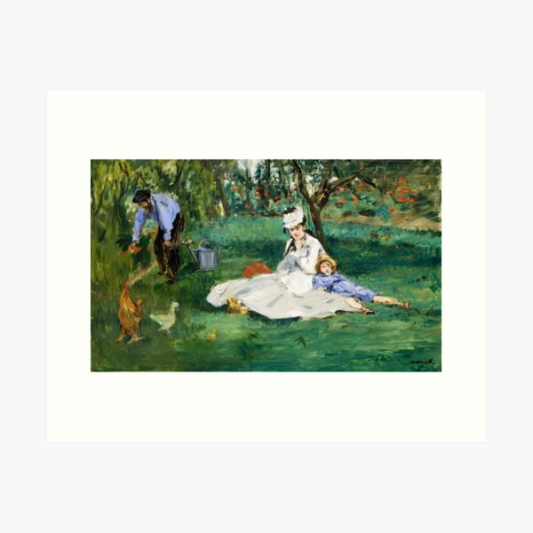 Item preview, The Monet family in their garden at Argenteuil - Edouard Manet  designed and sold by TheSoulOfArt.