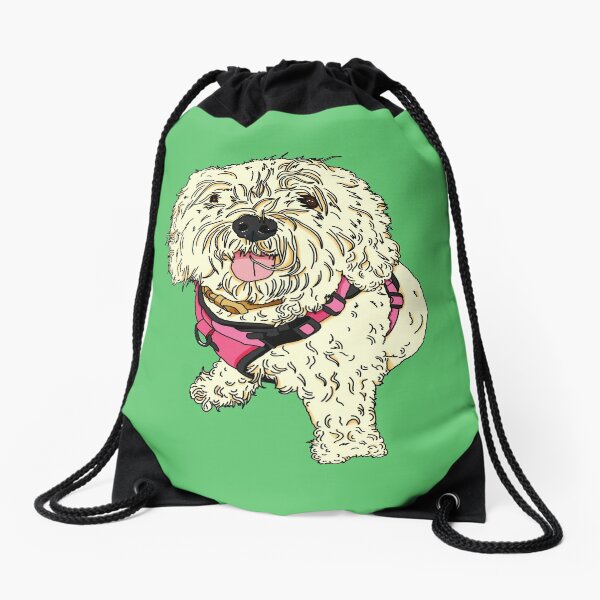 Fluffy Dog Drawstring Bag