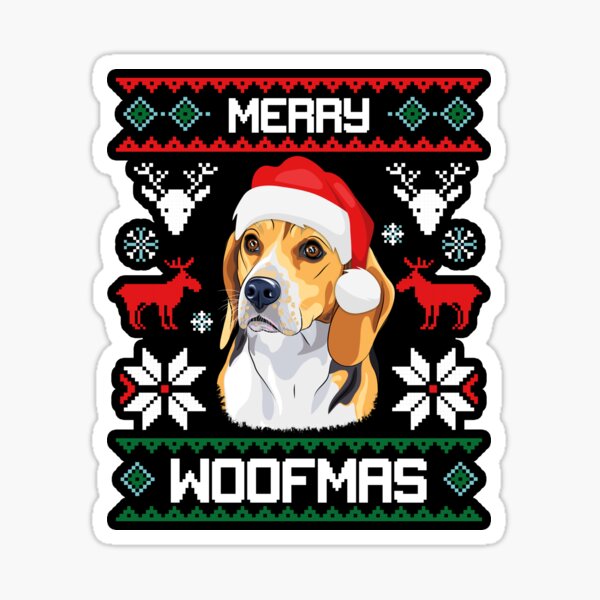 Beagle Merry Woofmas Christmas Dog Gift Sticker