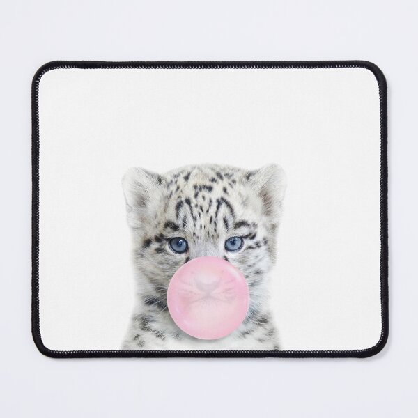 Item preview, Baby Snow Leopard Blowing Bubble Gum Pink by Zouzounio Art designed and sold by zouzounioart.
