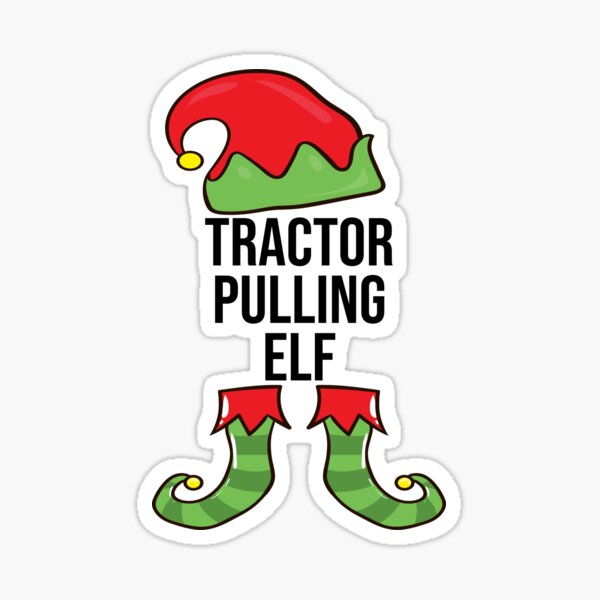 Tractor Pulling Elf Matching Family Group Christmas Sticker for Sale by  Oldroadie