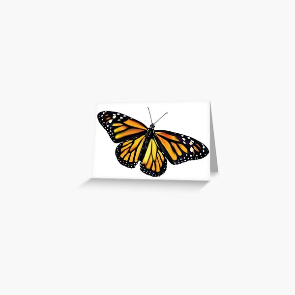 White Monarch Butterfly Greeting Card With Wind Up Flying Butterfly