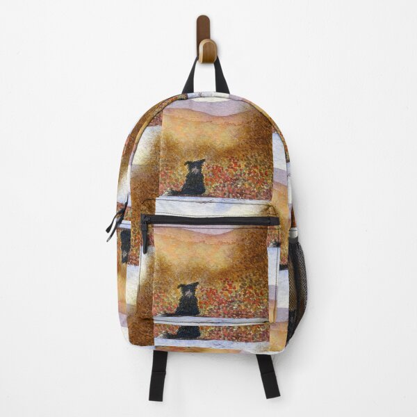 Item preview, A Border Collie dog gazes out over an autumnal landscape and watches birds fly south designed and sold by SusanAlisonArt.