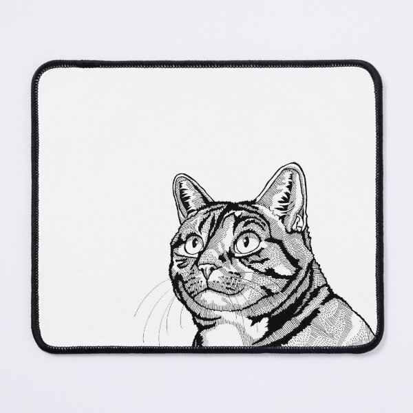 Item preview, Sweet Tabby Cat Black and White Line Drawing, Pop Art Tabby Cat Portrait designed and sold by Pop Zoo.