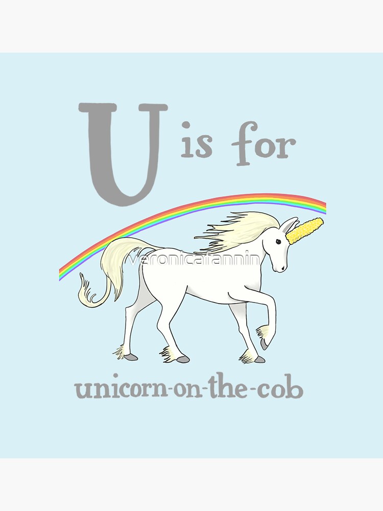 "U is for Unicornonthecob" Sticker by veronicafannin Redbubble