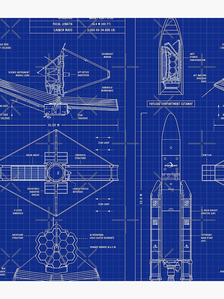 James Webb Space Telescope (Blueprint. Vertical) by BGALAXY