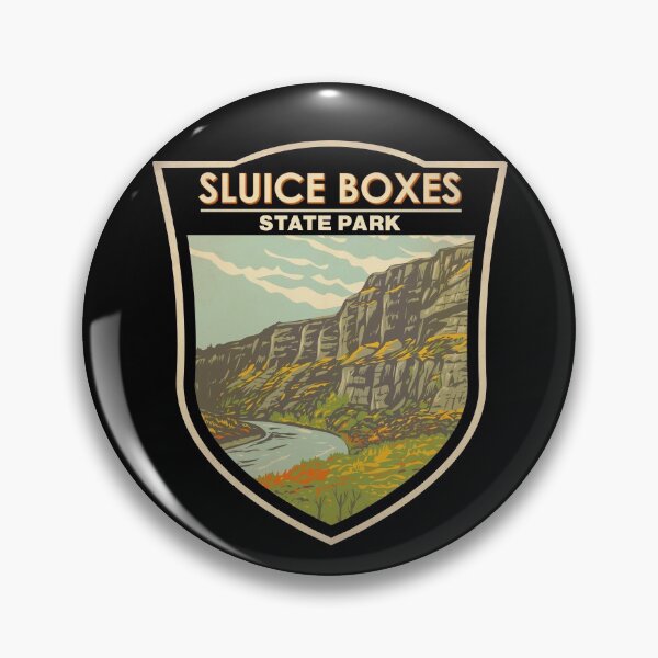 Item preview, Sluice Boxes State Park Montana Badge designed and sold by KrisSidDesigns.