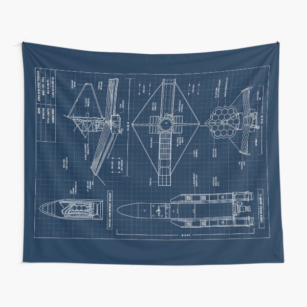 Item preview, James Webb Space Telescope (Navy Blueprint. Vertical) designed and sold by BGALAXY.