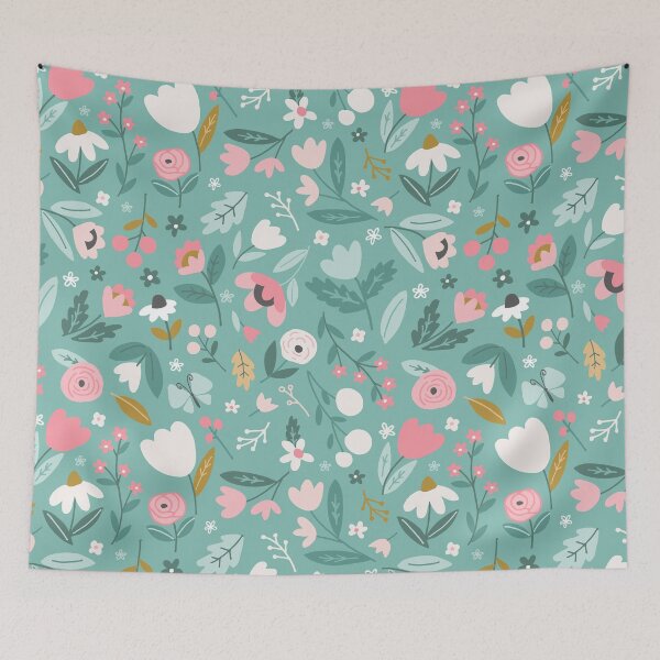 Item preview, Flower Garden on Blue designed and sold by Heather Rosas.