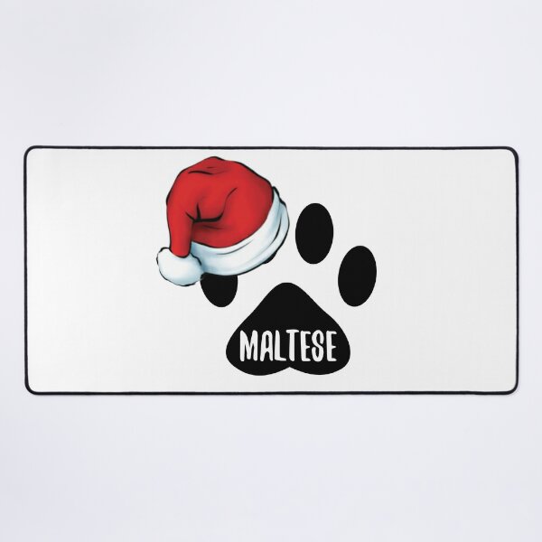 Christmas Maltese Paw Print Seal Desk Mat