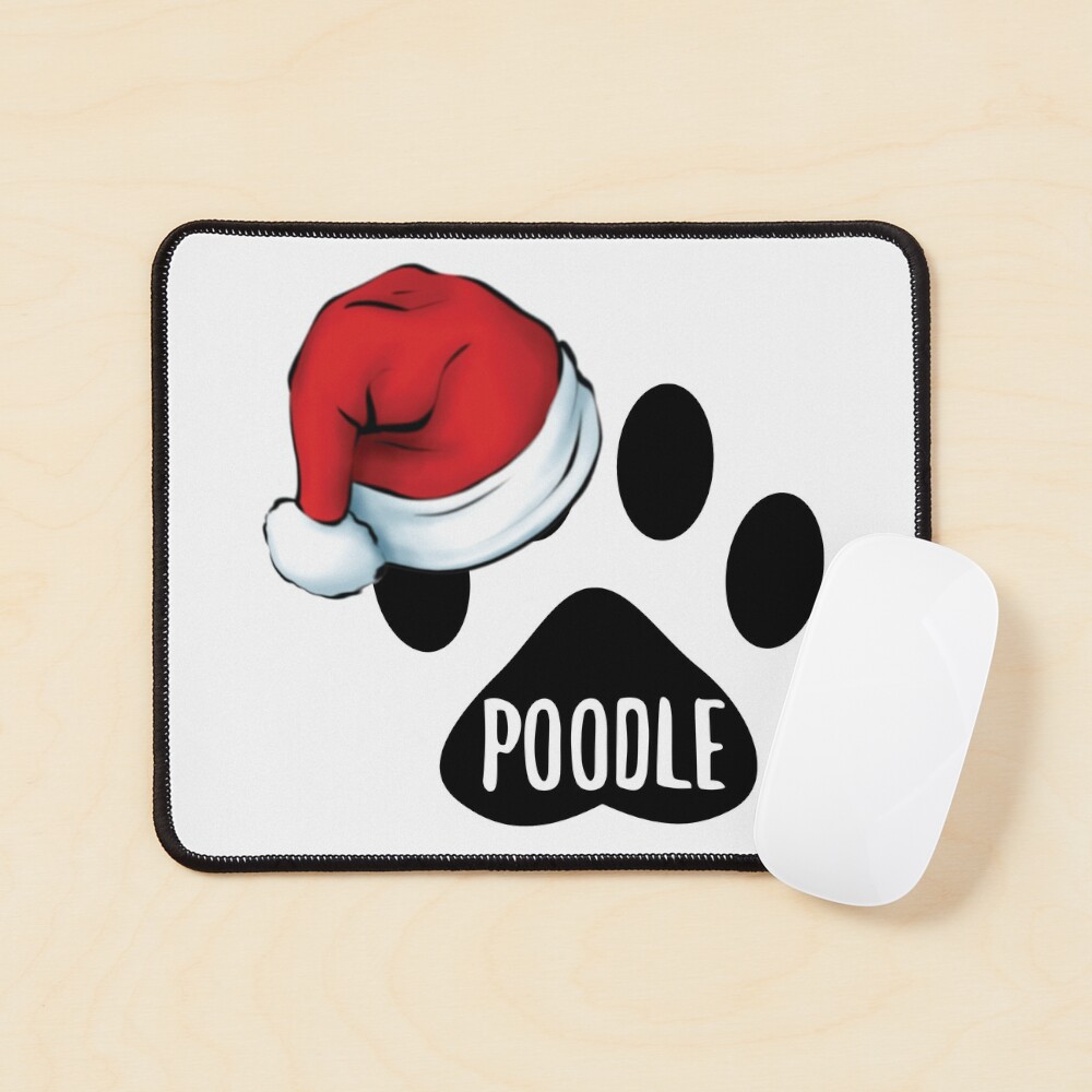 Christmas Poodle Paw Print Seal Mouse Pad