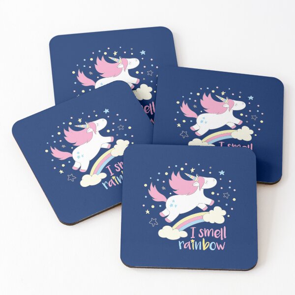 Item preview, Moody unicorn - Cute little unicorn prancing around on a rainbow saying "I smell rainbow" that you and your kids would love! - Available in stickers, clothing, etc designed and sold by crazycollective.