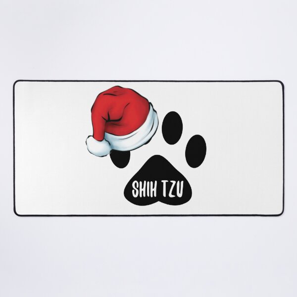 Christmas Shih Tzu Paw Print Seal Desk Mat