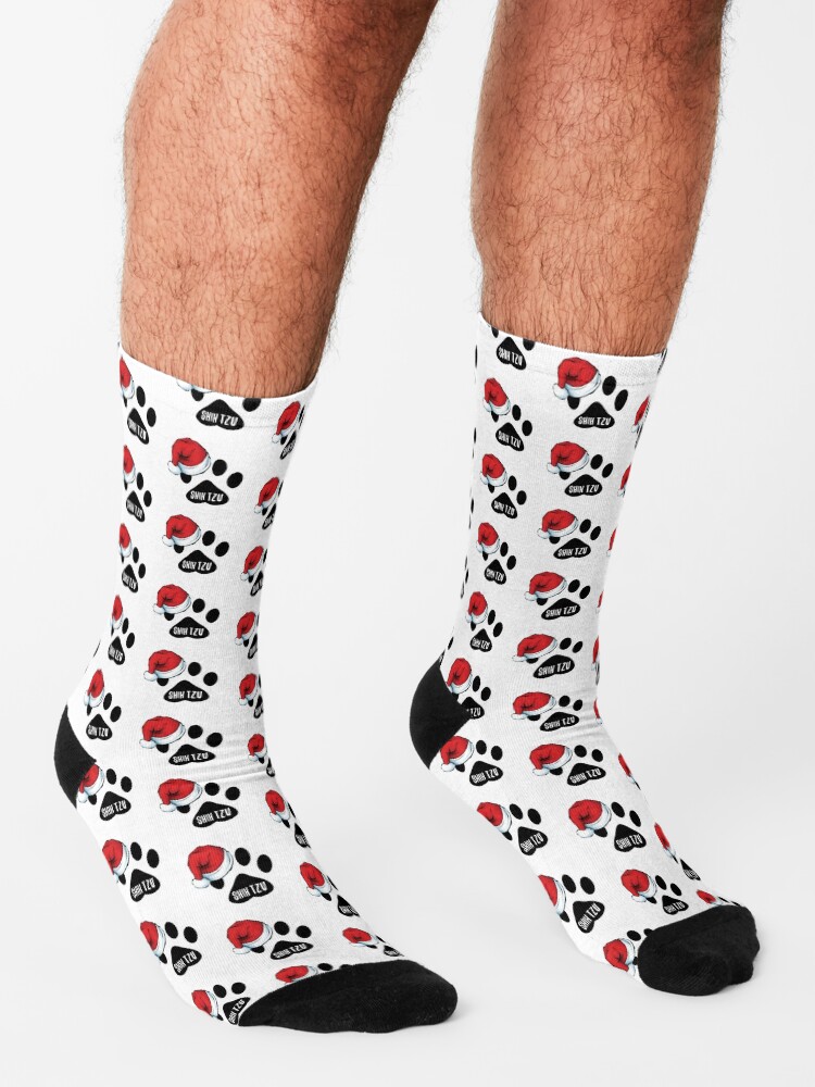 Alternate view of Christmas Shih Tzu Paw Print Seal Socks