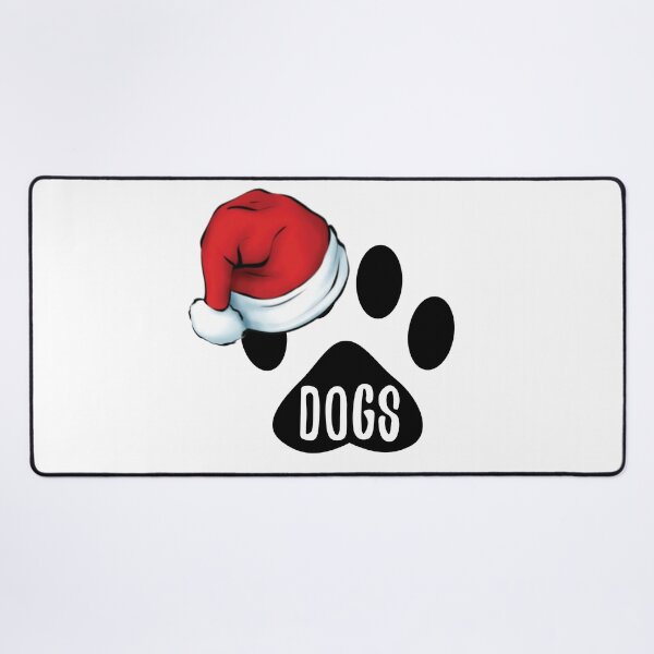 Christmas Dog Paw Print Seal Desk Mat